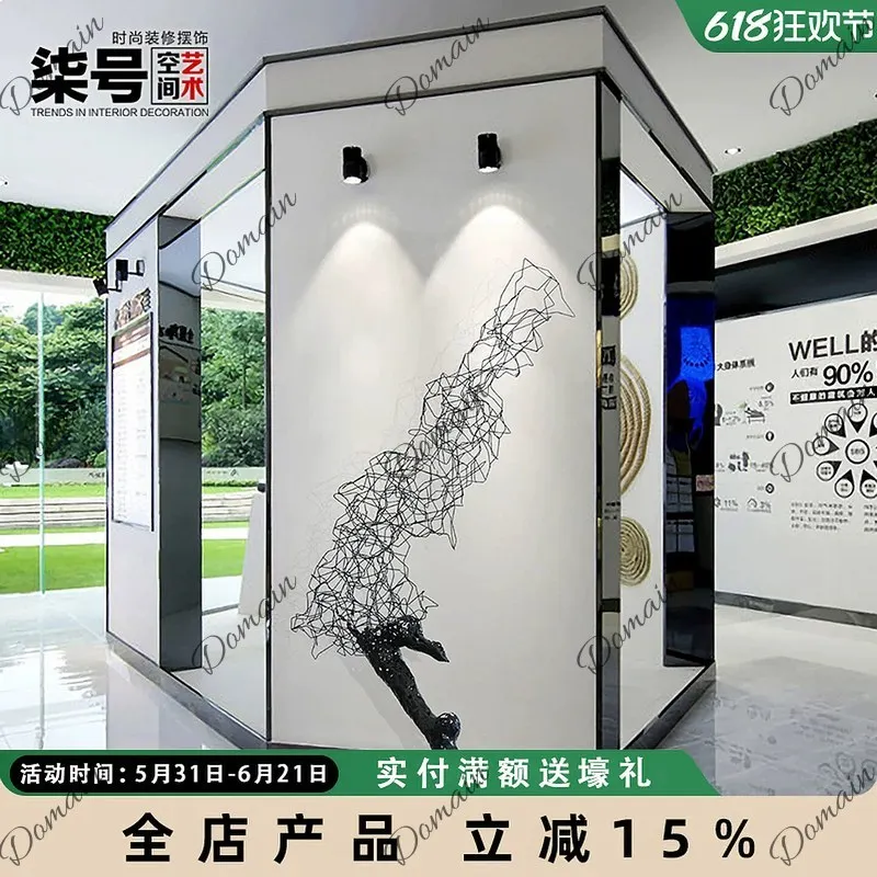 Large Abstract Figure Metal Sculpture for Hotel Lobby Floor Standing Art Decor Villa Sales Office