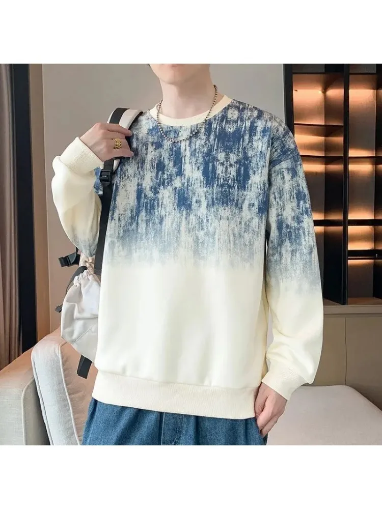 Męska bluza z kapturem na wiosnę i jesień, codzienna bluza wkładana przez głowę z okrągłym dekoltem, koszulka z długim rękawem, bluza męska, odzież sportowa na zewnątrz.