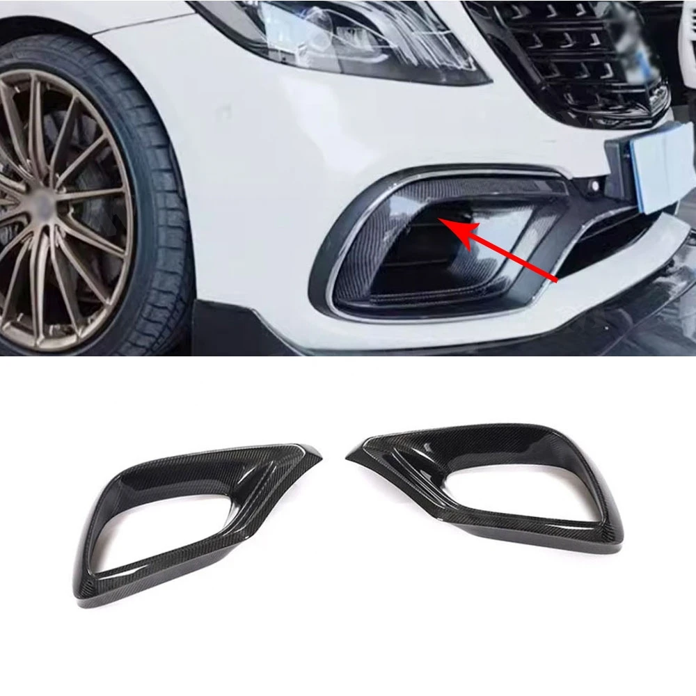 Carbon Fiber Front Bumper Air Vent Outlet Cover For Mercedes Benz S Class W222 S63 For AMG 2018-2020 Foglamp Grill Frame Bodykit