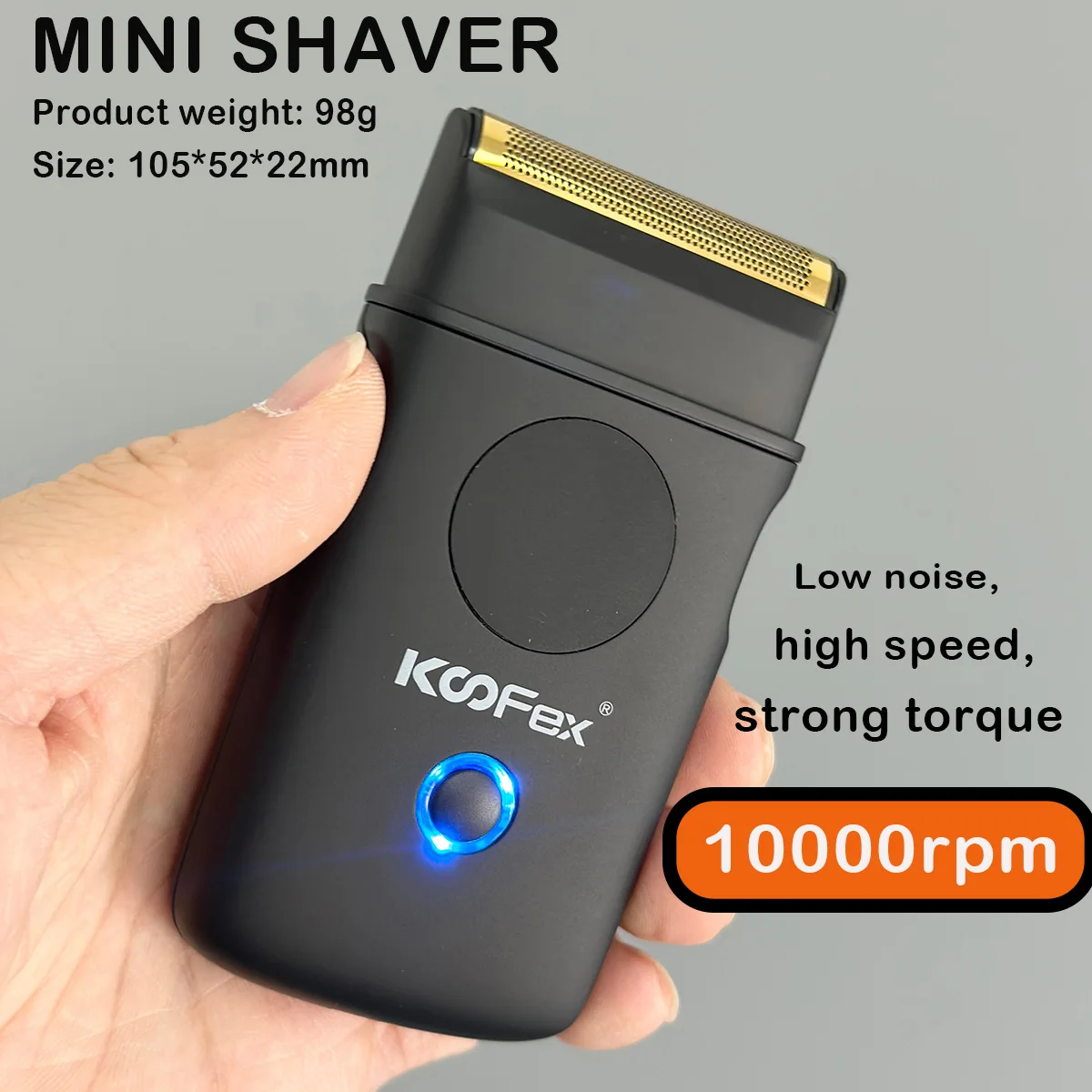 KF-6412 10000RPM Foil Shaver Professional Mini Edge Razor Titanium Foil Blade Beards Hair Trimmer USB Men Use with Extra Foil