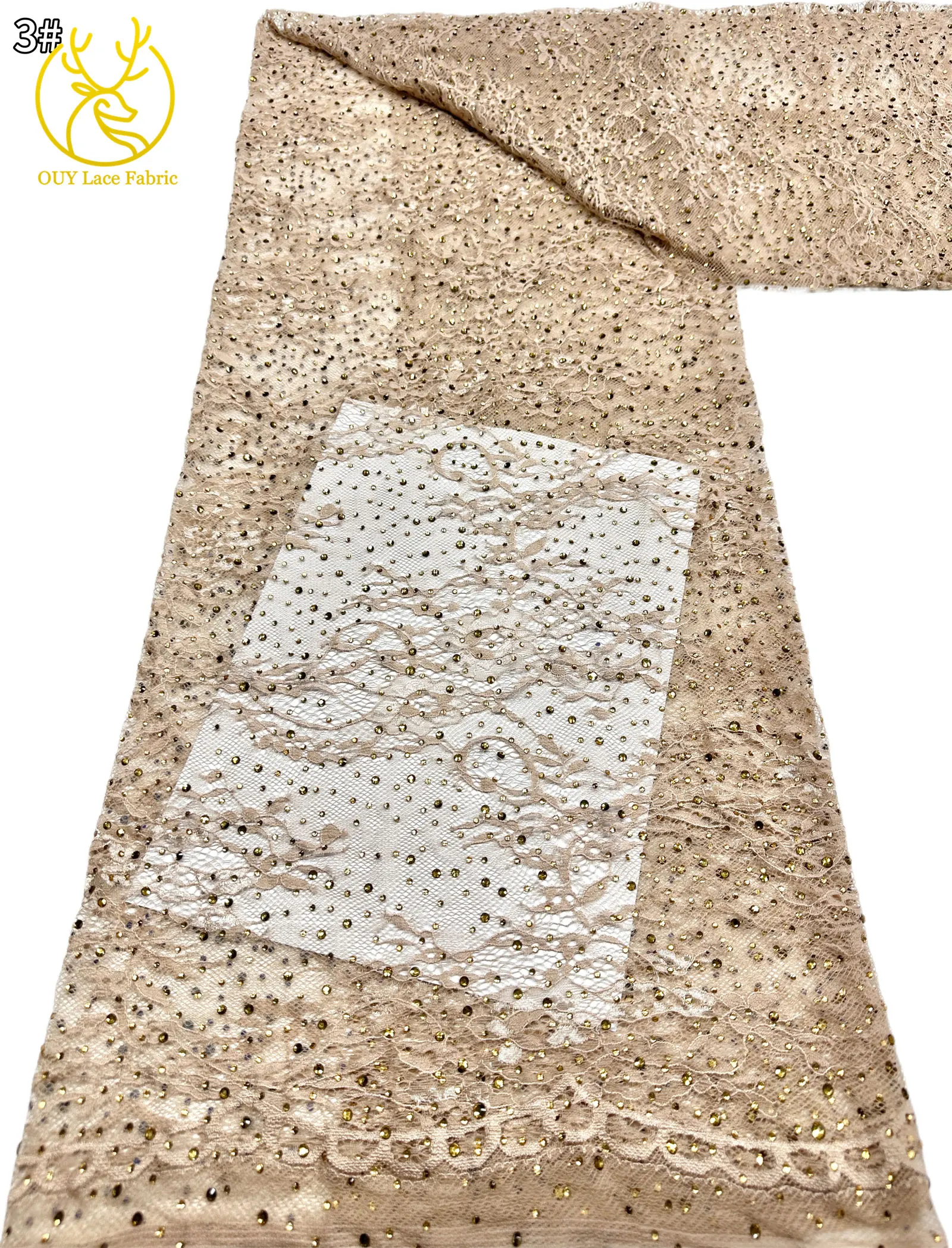 5 Yards französische Stickerei-Tüll-Diamantspitze, nigerianische afrikanische Pailletten-Perlen-Spitze für Damen, Partykleid, Hochzeitskleid, Nähen – Detail 15