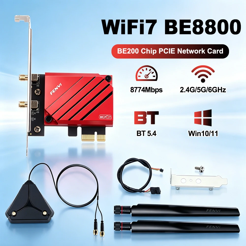 

Fenvi WiFi 7 BE8800S PCIE WiFi Adapter BE200 Tri Band 2.4G/5G/6G Bluetooth 5.4 802.11BE Wireless Network Card For Win 10/11