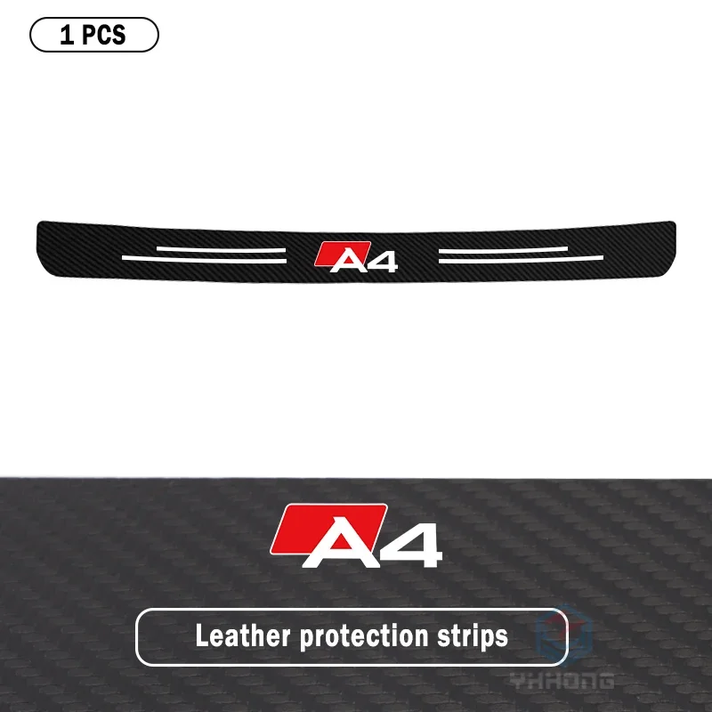 Carbon Door Sill Car Rear Trunk Bumper Guard Plate Protector Sticker for Audi A4 B8 8KH B9 8WH Logo Anti-Scratch Decal
