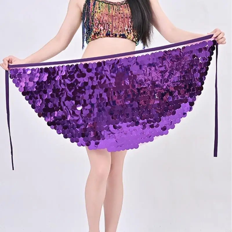 72XE Sciarpa da danza con paillettes scintillanti Accessorio professionale per allenamento danza del ventre in tessuto