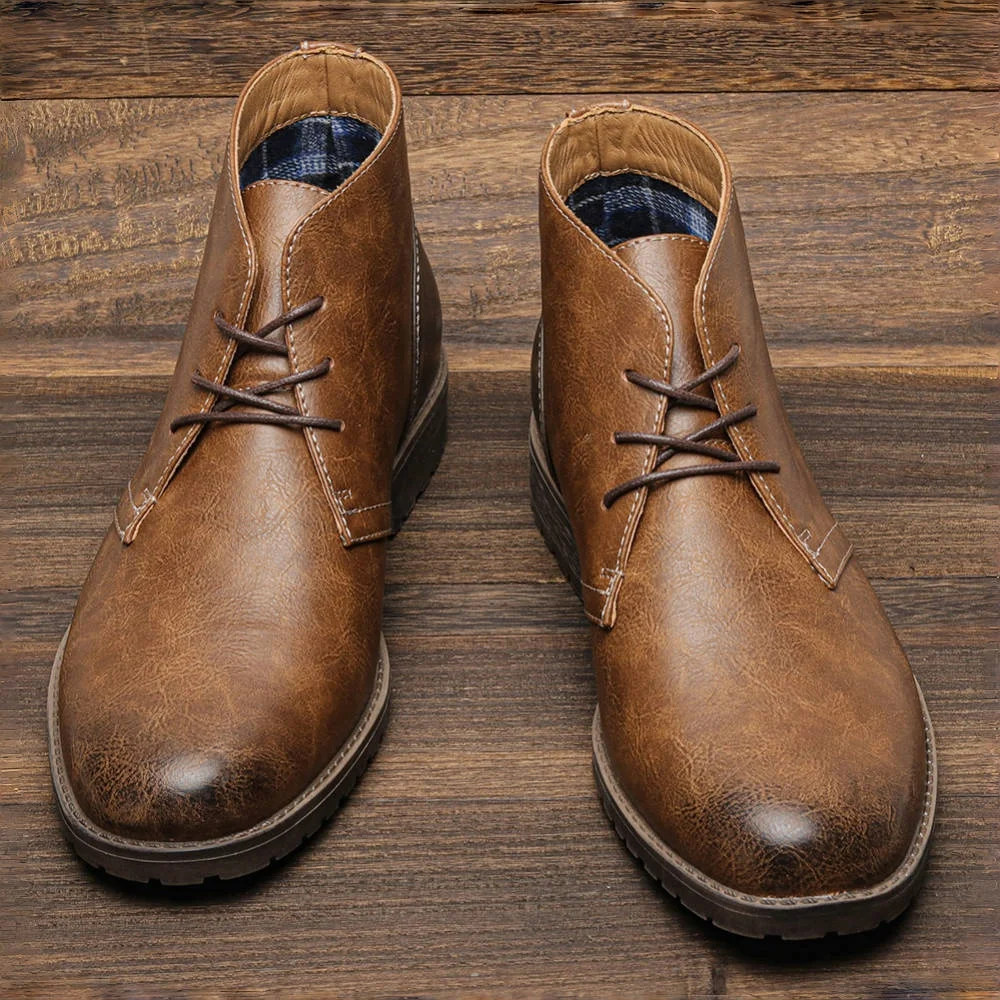 

Men's British Style Round Toe Martin Boots Retro Desert Boots Workwear Knight Boots Halloween Party Cosplay Casual Mid-tube Shoe