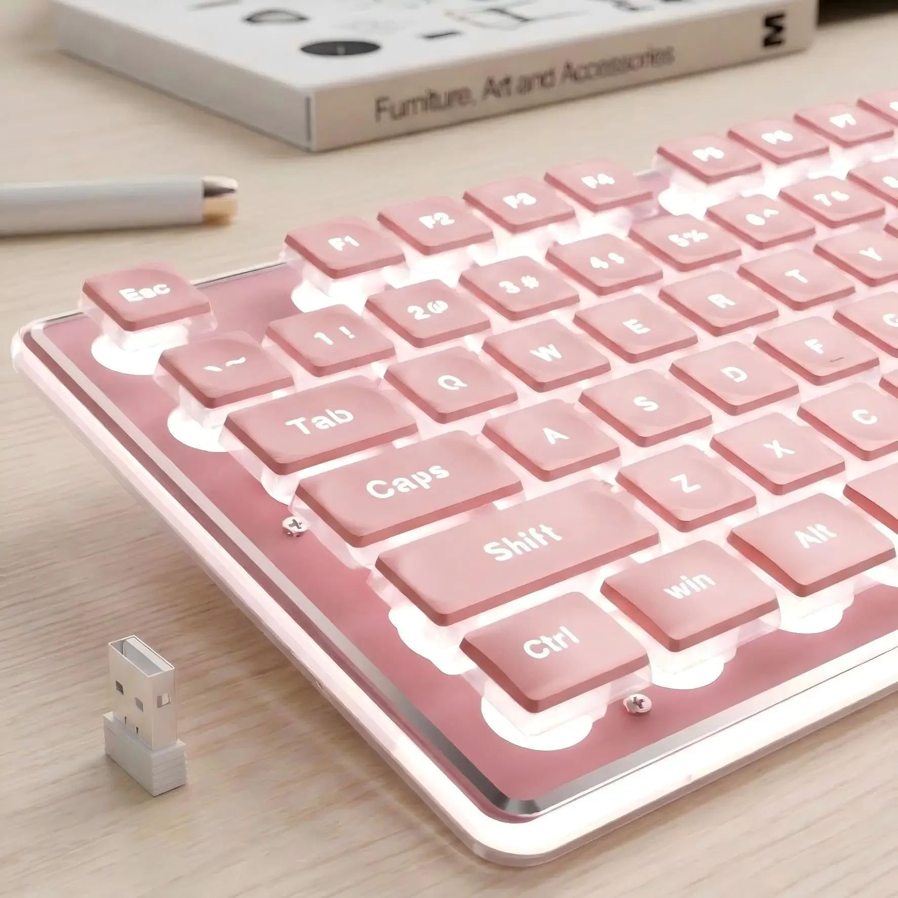 EWEADN X7S Wireless Keyboard 2.4G Backlit Silent Rechargeable Keyboard Hot-Swappable Keys For Office Home Mechanical Keyboards