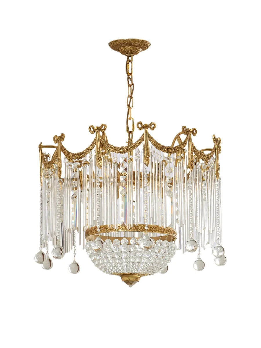 

French retro all-copper crystal American European luxury atmospheric villa living room dining room bedroom chandelier