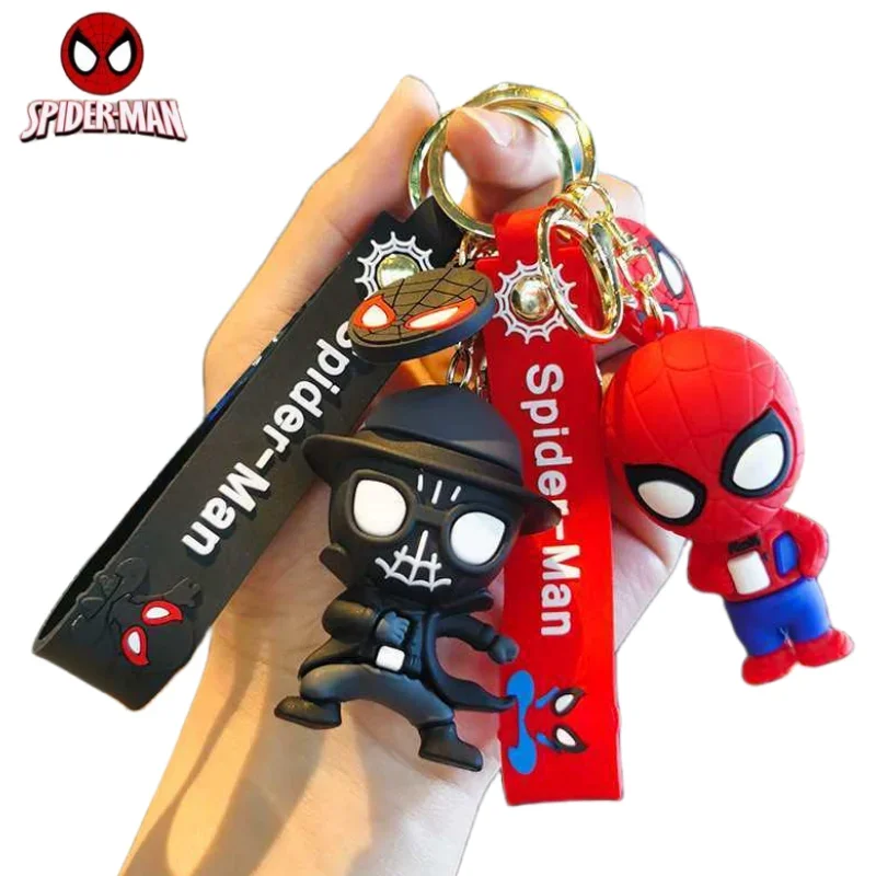 The Avengers Spiderman Peripheral Movies Creative 3D Doll Shape Car Keychain Hanging Chain Boys and Girls Bag Decoration Gift