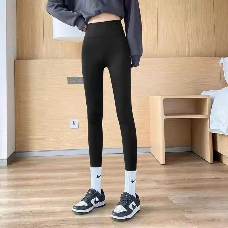 

2024 Autumn New High-waisted Casual Thick Shark Skin Leggings for Women Winter Simple Warm Slim Fit Leggings Suitable for Yoga