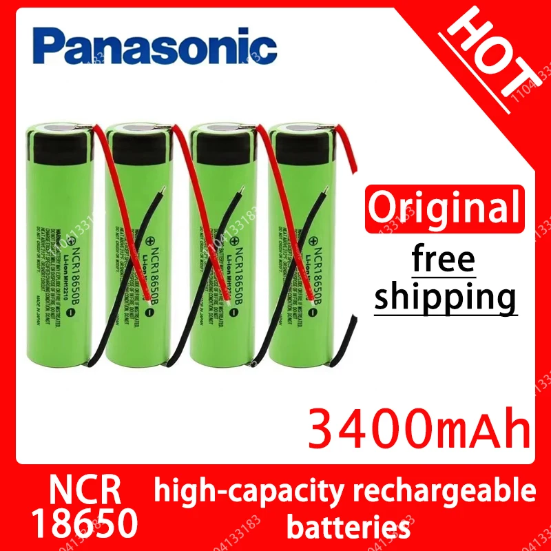 Original new Panasonic NCR18650B 3.7v 3400mAh 18650 lithium-ion rechargeable battery welding silicone cable DIY