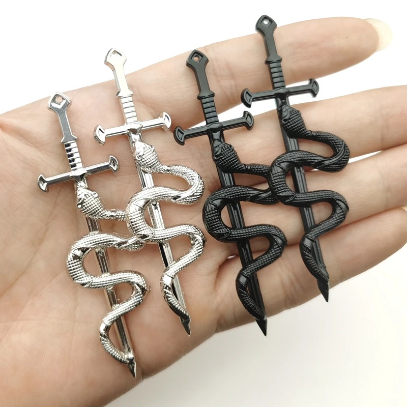 3pcs Snake Sword Pendant 80*25mm Charms Tibetan Silver Plated Pendants Antique Jewelry Making DIY Handmade Craft Antique ,black