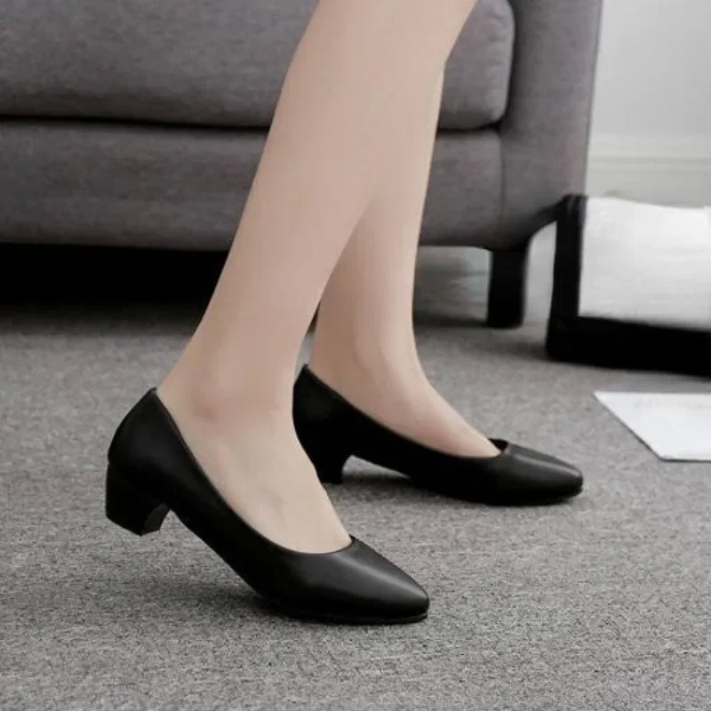 Femininas Women Classic Black Round Toe High Heel Shoes for Office Female Patent Leather Elegant Pumps