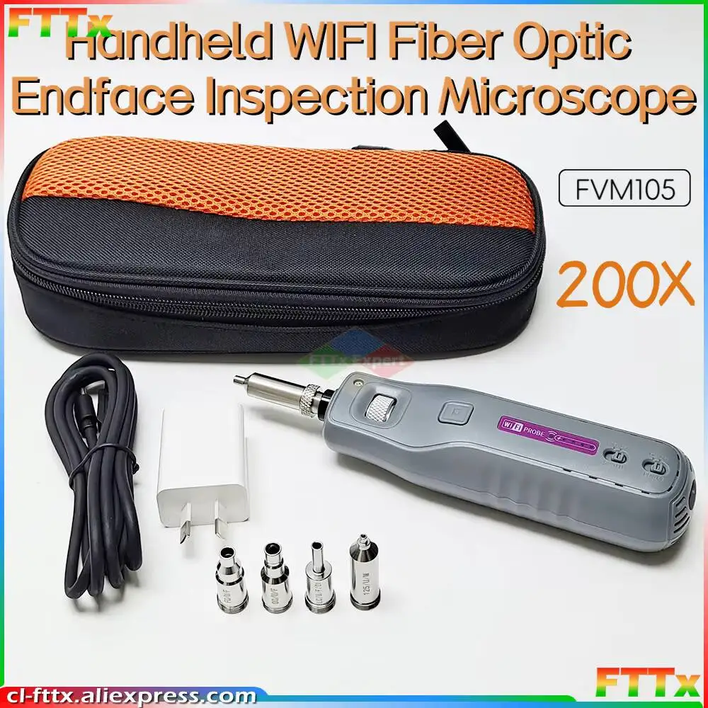 FVM105 Handheld WIFI Fiber Optic Endface Inspection Wireless Microscope Portable Wifi Probe With Auto Magnification