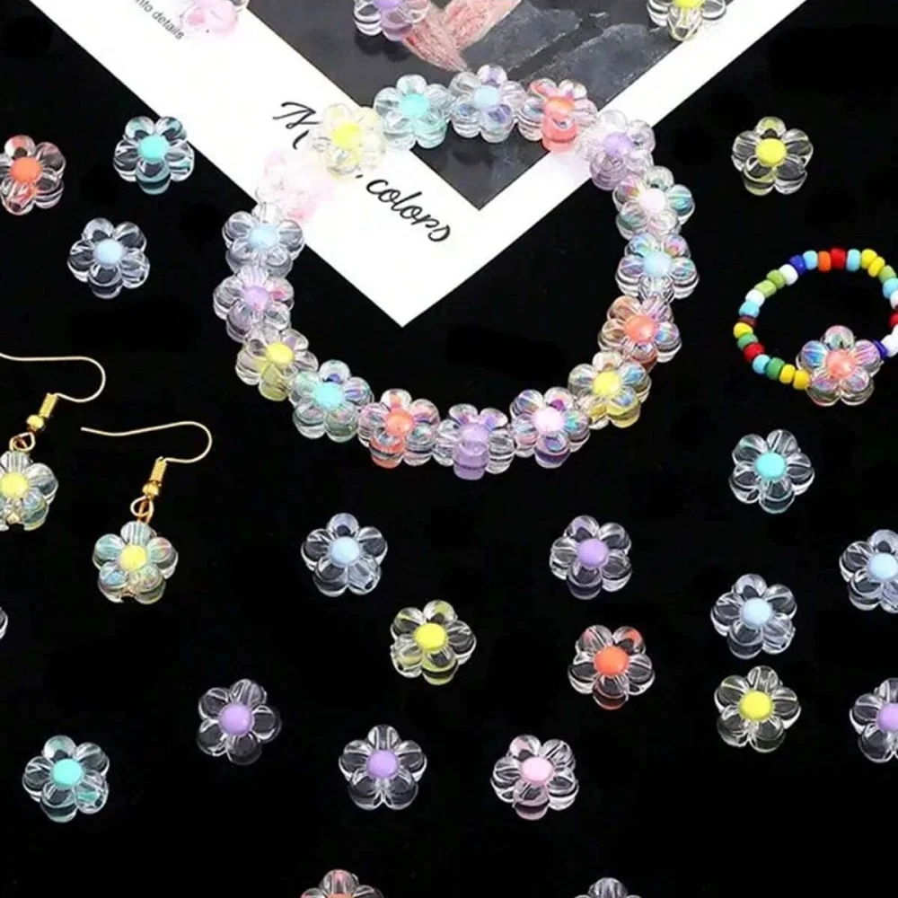 12mm 200/100pcs Random color mixing Flower Acrylic Beads Matter Mix Color For Jewelry Making Dly Handicrafts Business Supplies image 5