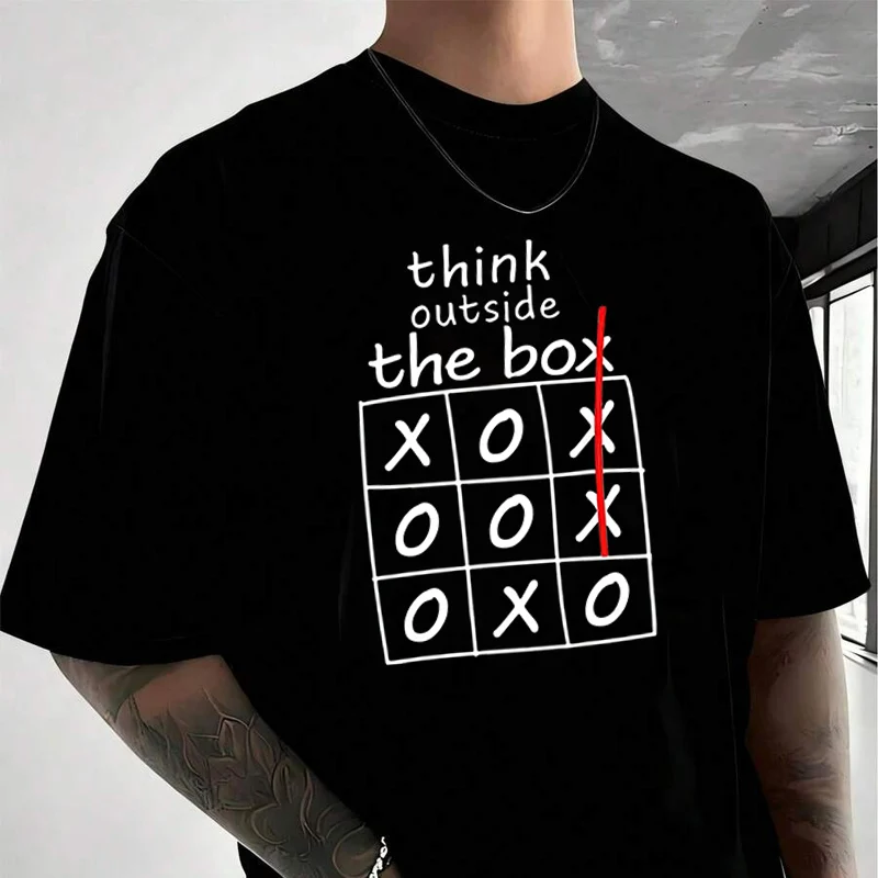 

Мужская футболка с принтом Think Outside The Box, повседневная одежда, высококачественная мужская хлопковая футболка с круглым вырезом и короткими рукавами, размеры S-3xL