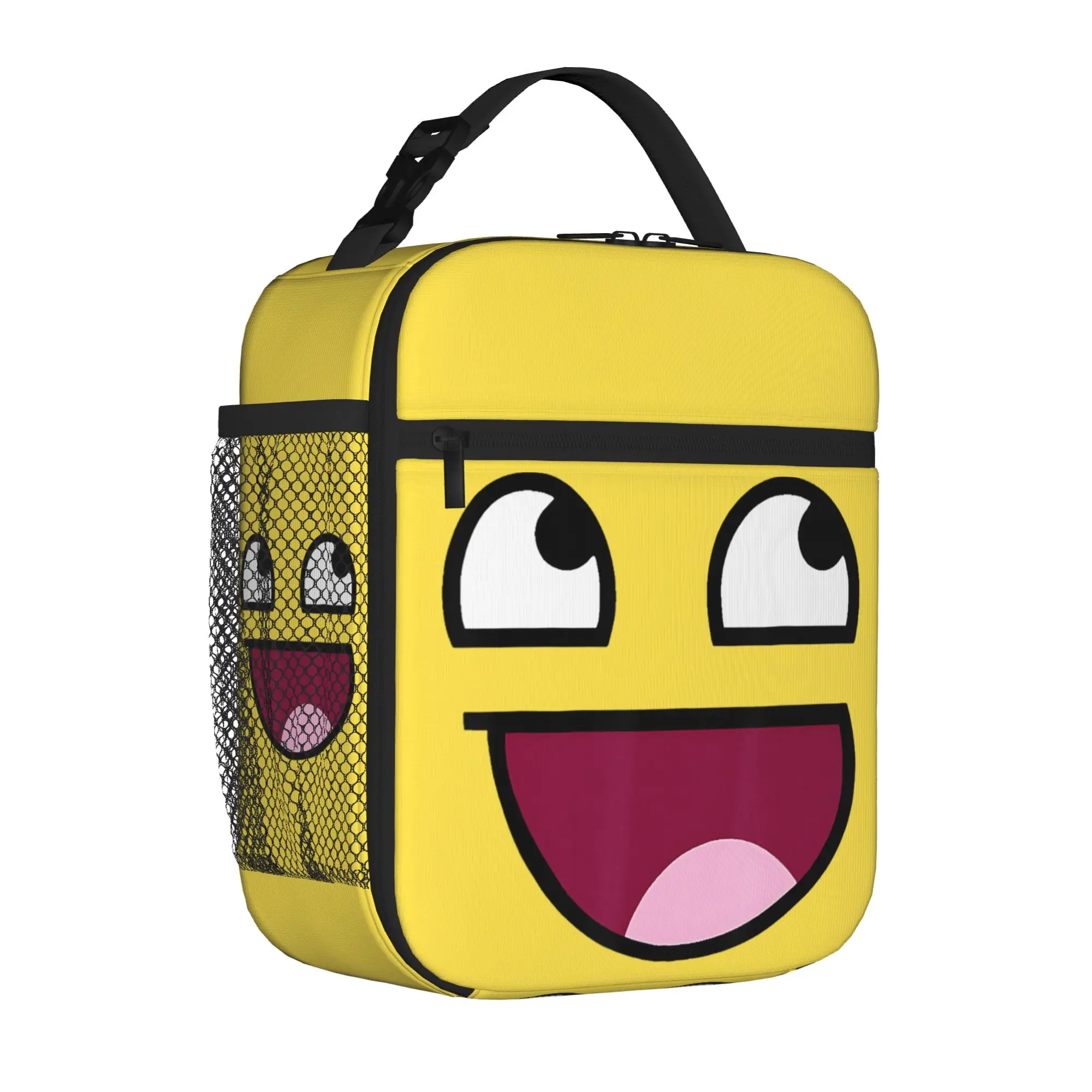 Epic Face Meme Y2K Emo Tote Insulated Lunch Bag Funny Handheld Food Bags Leakproof Thermal Cooler For Work Washable Bento Box