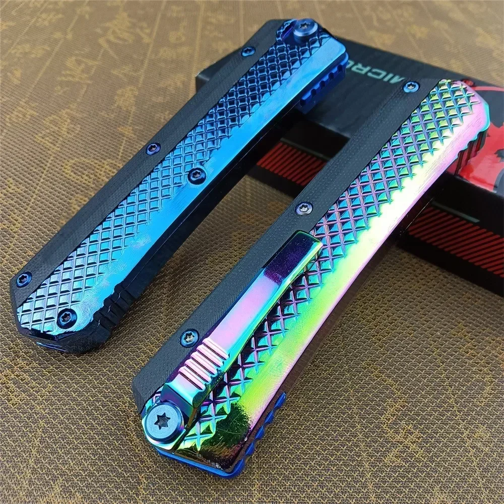 Micro Glykon Folding Pocket Knife D2 Blade Zinc Alloy Inlay G10 Handle Outdoor Camping Hunting Knives EDC Hand Rescue Tool