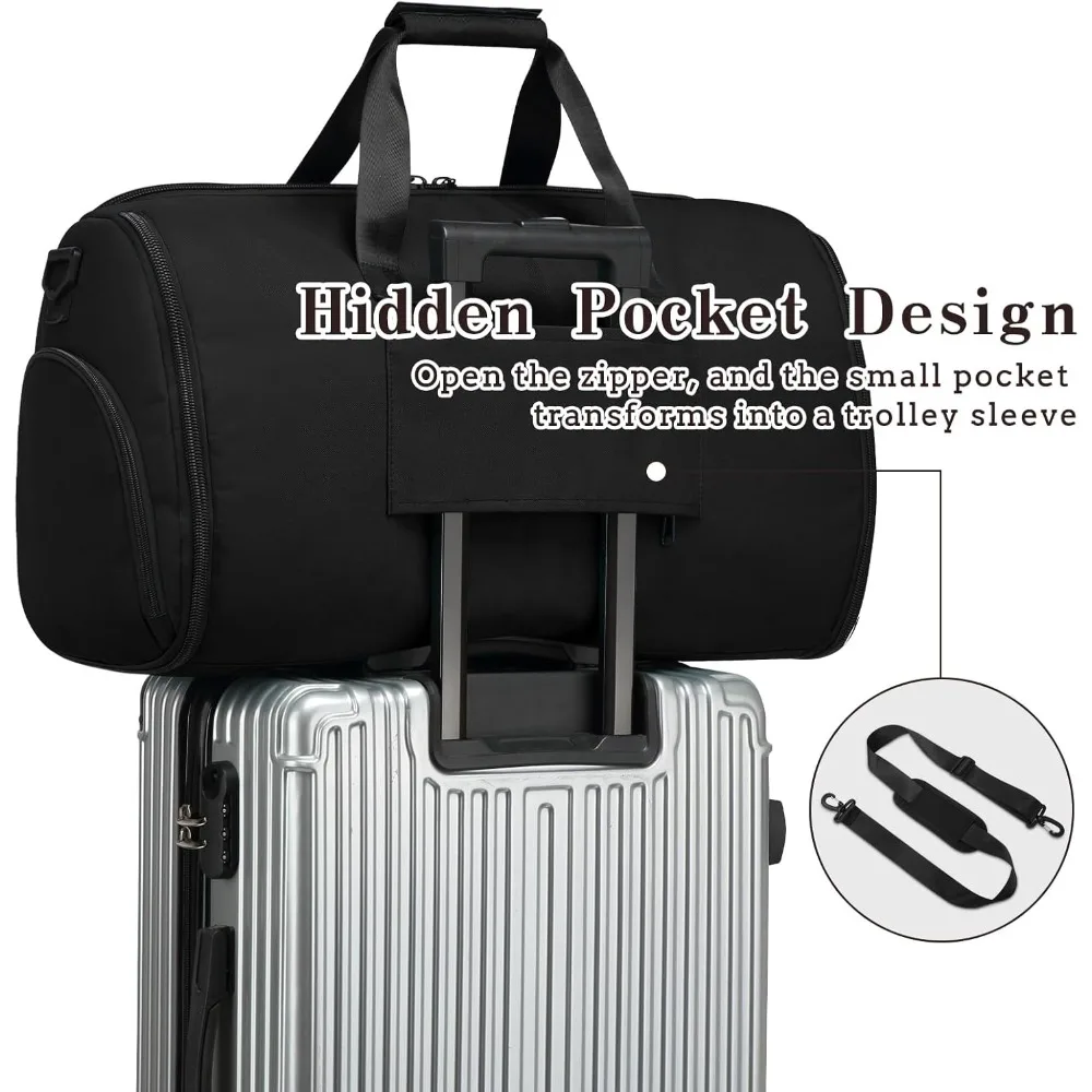 حقيبة دفل لملابس السفر - عطلة نهاية الأسبوع سعة 45 لترًا لرحلات يومين، خالية من التجاعيد، حجرة للأحذية #5