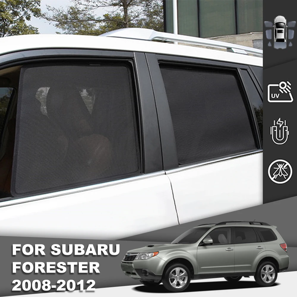 For Subaru Forester 2008-2012 Magnetic Car Sunshade Shield Front Rear Windshield Mesh Frame Curtain Side Window Sun Shade Visor