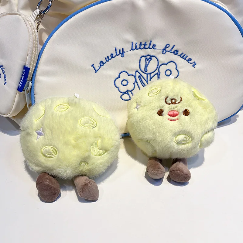 Leuke maanvormige knuffels kleine hanger gevulde maan sleutelhanger Kawaii knuffel pop verjaardagscadeau rugzak decoratie