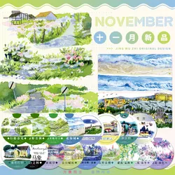 Scenery PET Washi Tapes #New November Road, Waves, Seaside Landscaping Journal Collage