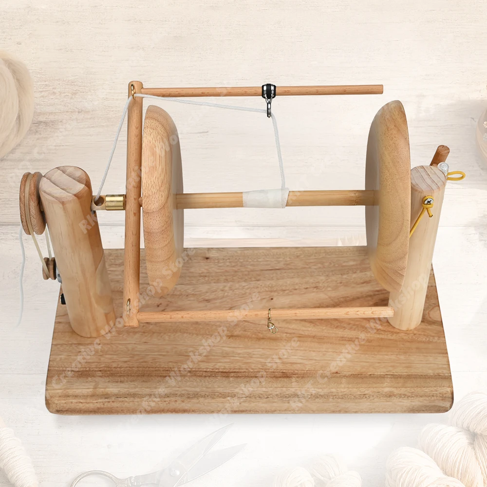 High Capacity Winder Spinning and Plying Wheel Wooden Yarn Twisted Strand Fine Thick Thread Hand-Spun Machine Fiber Twisting Too