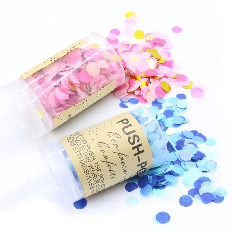 Push Pop Party Confetti Poppers for Wedding Happy Birthday Flower Mini Round Confetti Gender Reveal Party Decoration