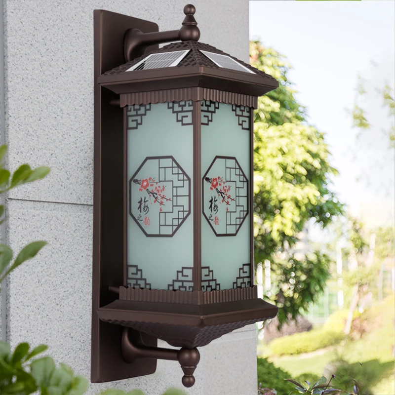 

OUFULA Outdoor Solar Wall Lamp Creativity Plum Blossom Pattern Sconce Light LED Waterproof IP65 for Home Villa Courtyard