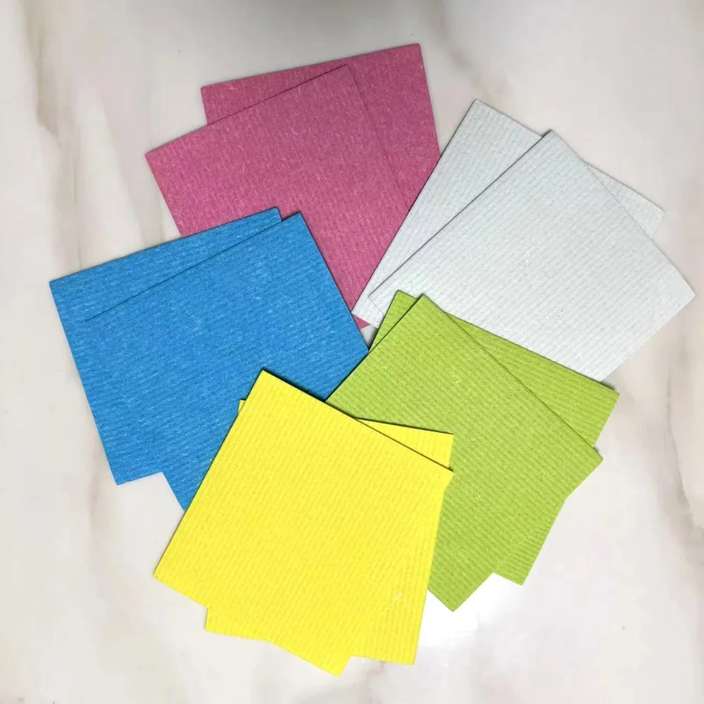 10Pcs Eco-Friendly Swedish Dishcloths Multiple Colors Reusable Cellulose Sponge Cloths 6.9