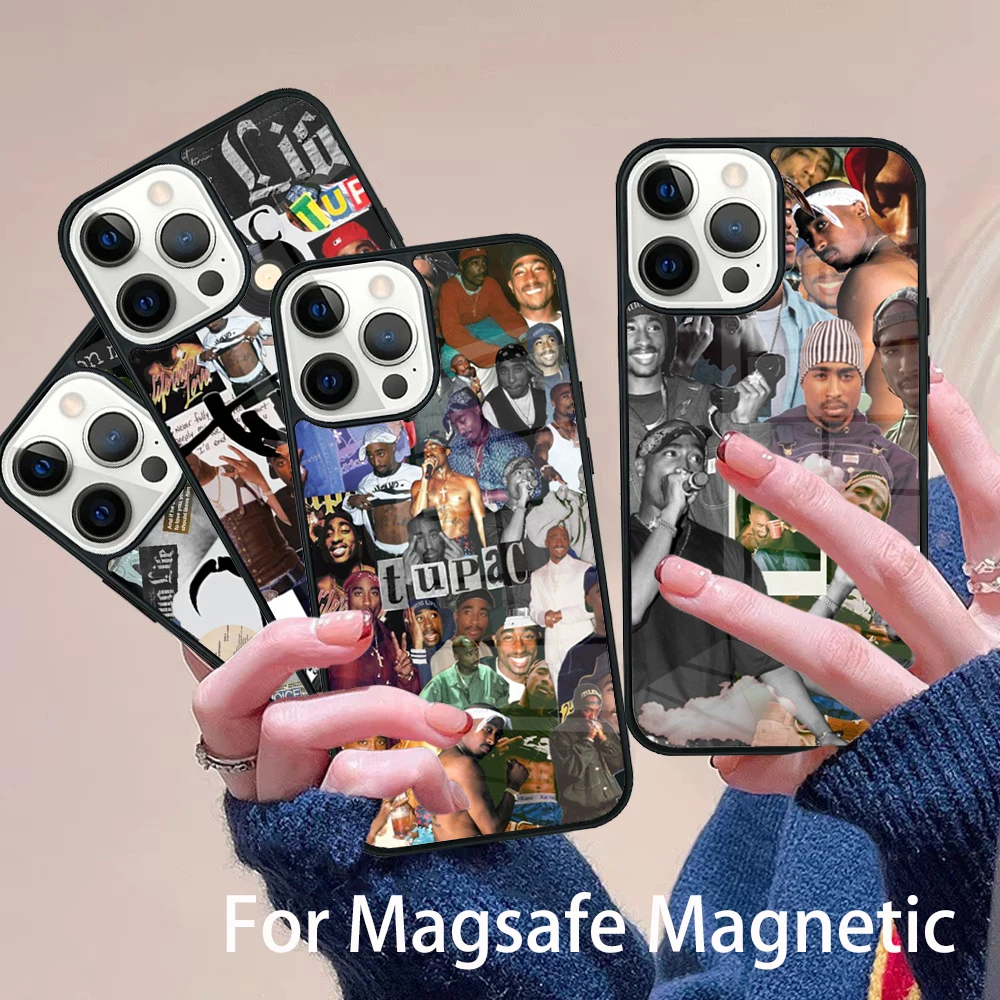 

Tupac Shakur art Phone Case Magesafe Magnetic Wireless Charge Cover For IPhone 16 11 12 13 14 15 Pro Max Plus Mini