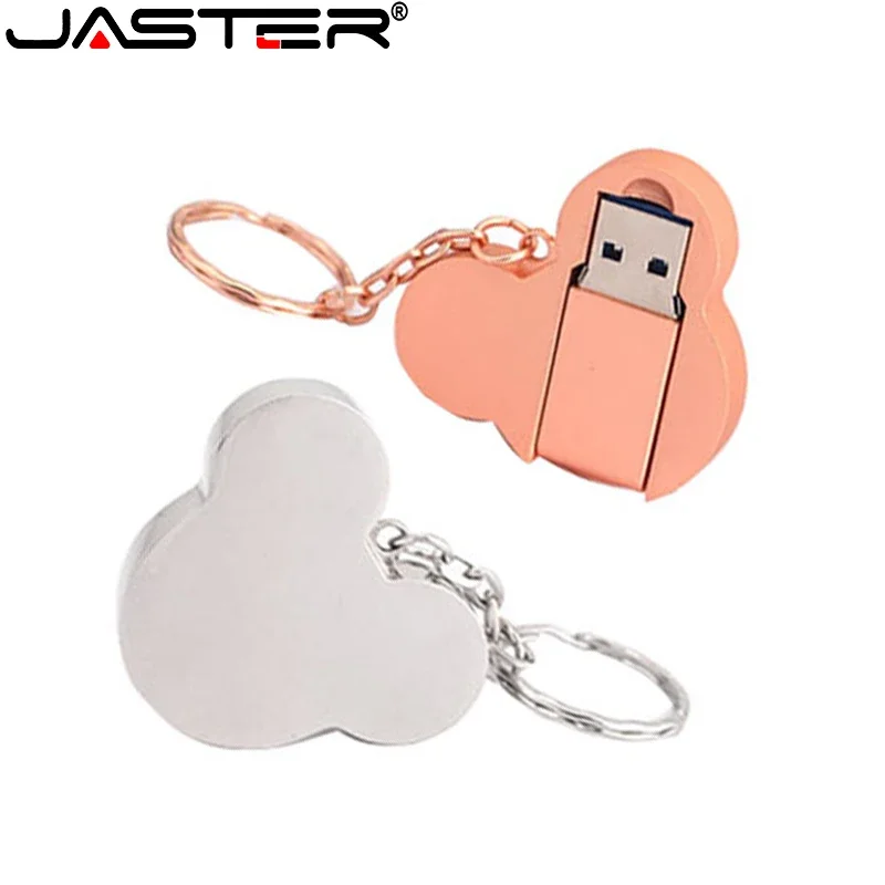 

JASTER Mini Metal USB Flash Drive 128GB Free Key Chain Memory Stick 64GB Free Custom Logo PenDrive 32GB Portable U Disk 16GB 8GB