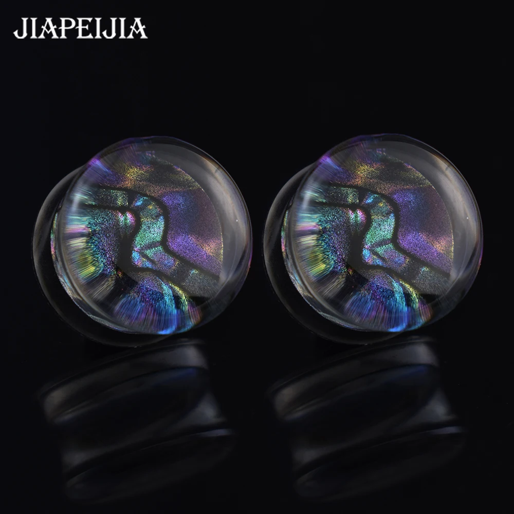 2pcs 6-50mm Multicolor Shell Pattern Ear Plug Tunnels Gauges Ear Stretcher Double Flared Plug Body Piercing Jewelry for Women Me