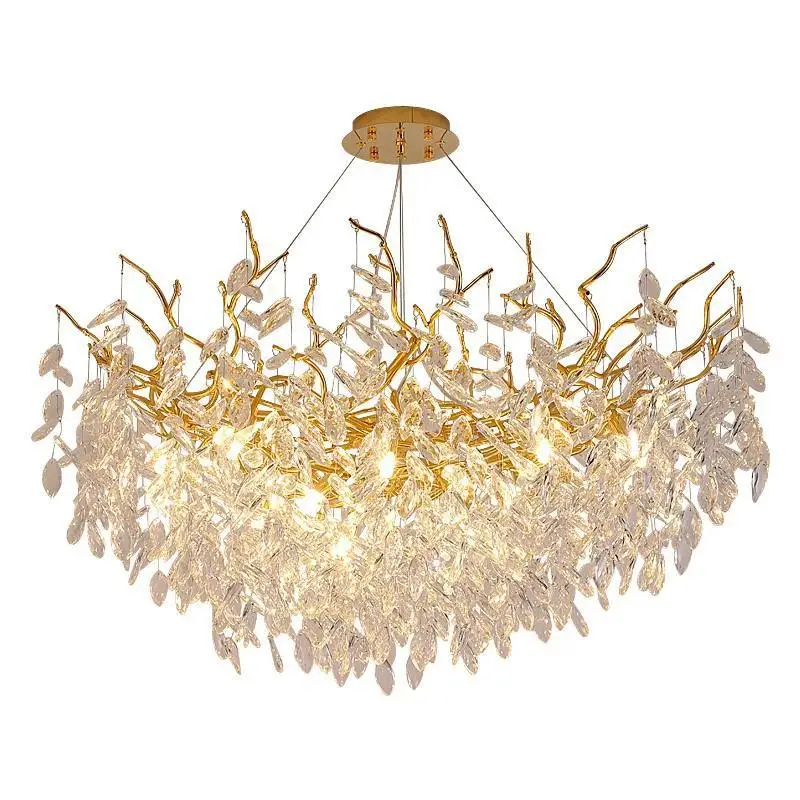 

Luxury crystal simple atmosphere French luxury duplex building American branch light luxury living room crystal chandelier round