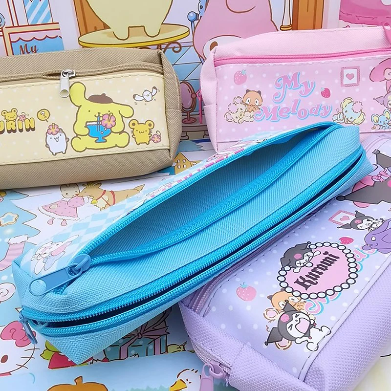 Sanrio Pencil Case Kuromi Cinnamoroll Melody Pu Kawaii Cartoon Pencil Bag Student Stationery Box School Supplies Children\'s Gift