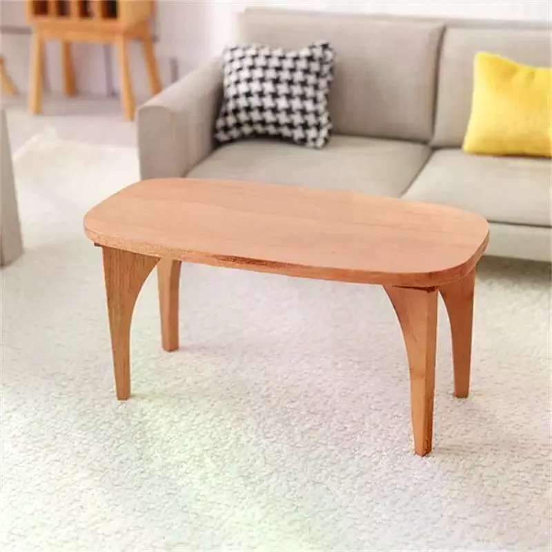 لطيف دمية المنمنمات الكرز الخشب طاولة القهوة مكتب نموذج أثاث صغير الحلي الاطفال التظاهر اللعب لعبة DIY بها بنفسك ملحق الهدايا #5