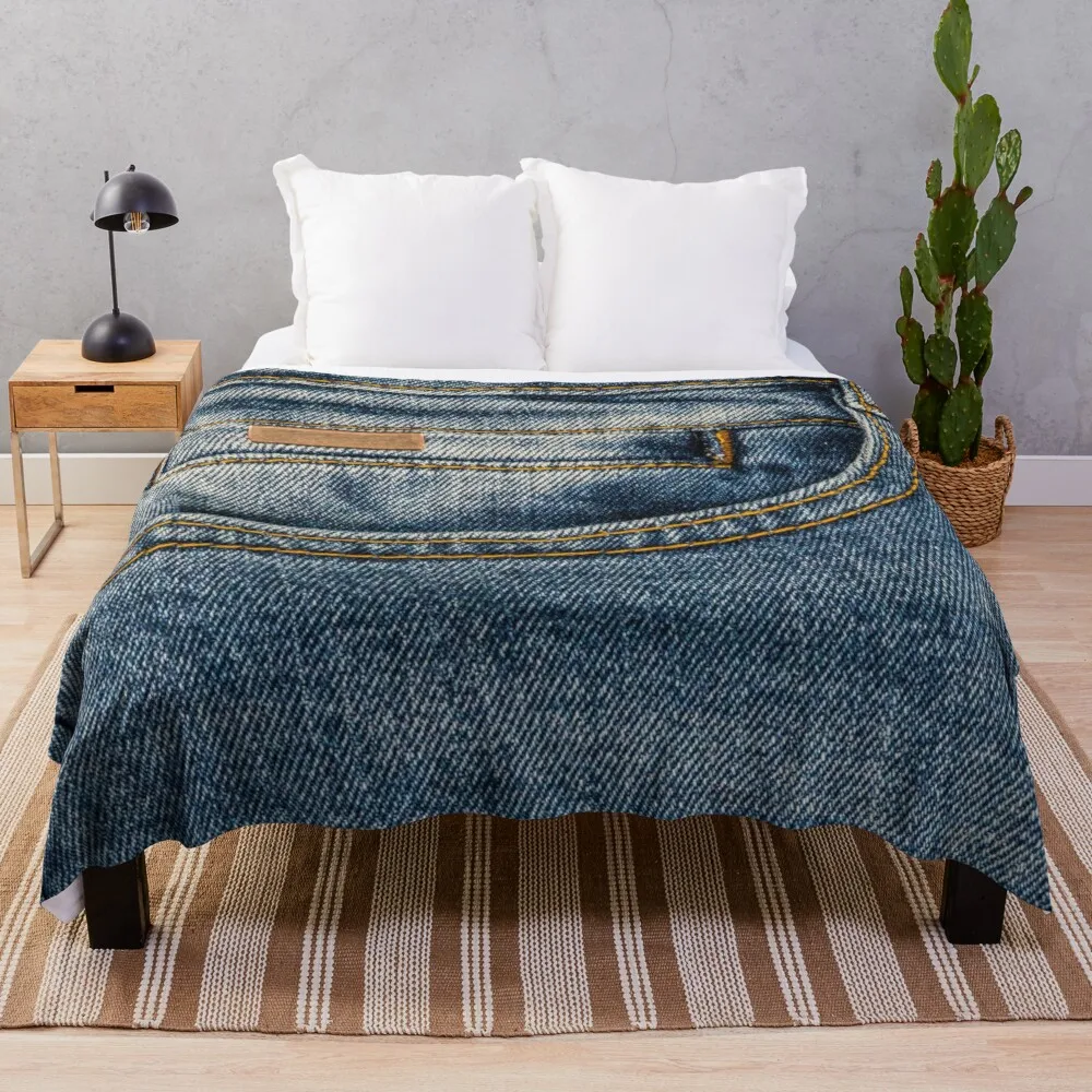 

Front pocket I love bluejeans denim Throw Blanket Moving Blanket Stuffed Blankets Weighted Blanket