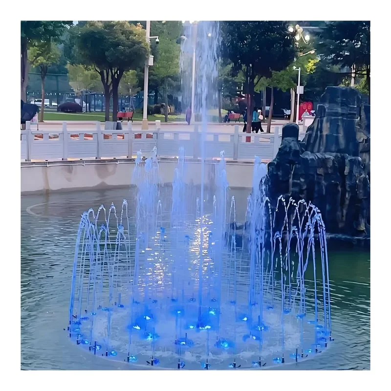 Small Garden Fountain with Light Emitting Diode and Music Decorates Elegant Outdoor Water Features