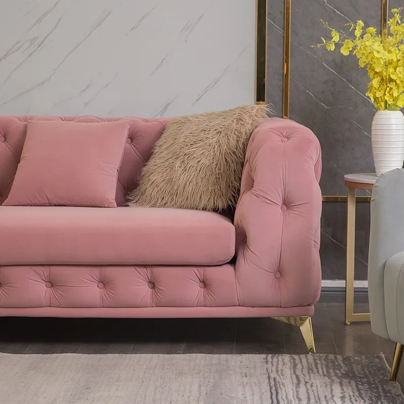 Sofá de canto concubina de luxo, luz americana, villa, sala de estar, combinação simples, italiano, fivela curvada