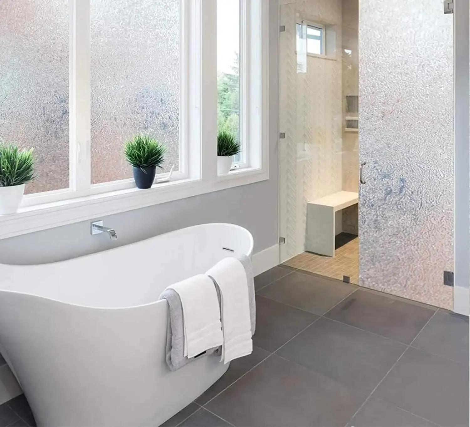 Privacy Window Film Decorative Glass Door Film,Static Cling Window Tint,No Glue Removable Anti UV for Home and Office Decoration