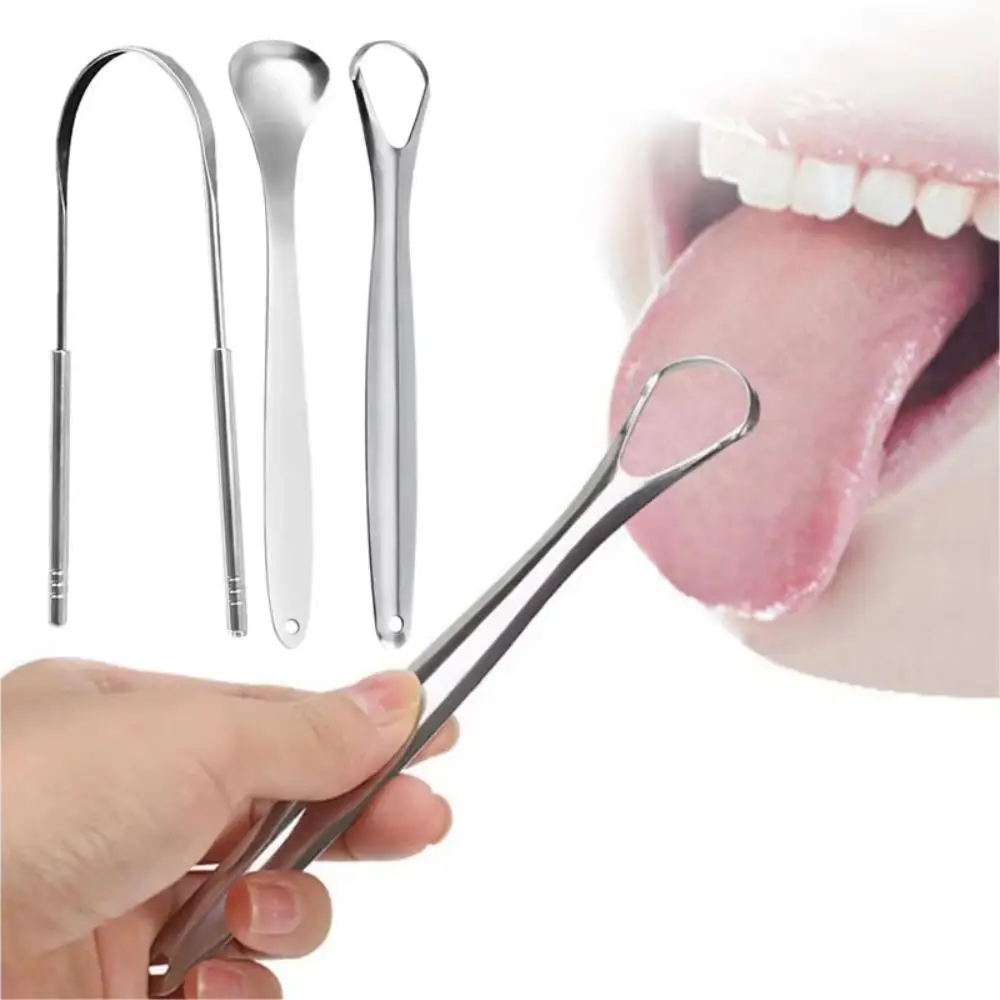 Stainless Steel Tongue Scrapers Tongues Cleaner for Adults Kids Portable Tongue Coating Remove Mouth Cleaner Cleaning Tools