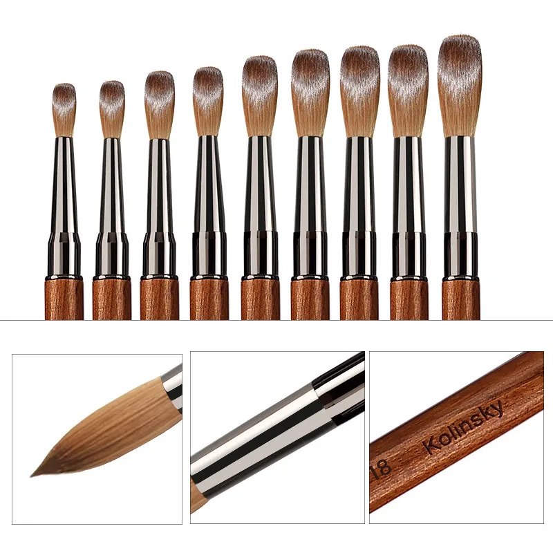 1PCS Kolinsky Acrylic Nail Brush Set 3D Pure Handmade Nail Brushes For Acrylic Application Professional Nail Art Brush
