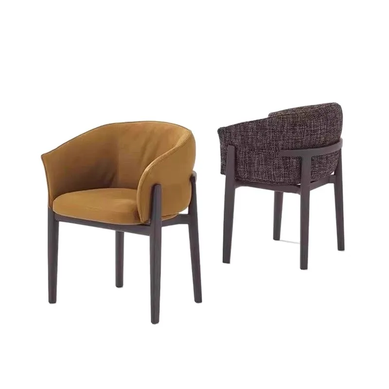 Dining Chair Solid Wood Hotel Restaurant B & B Leisure Dining Chair Modern Armrest Negotiation Reception Chair