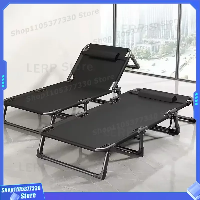 Portable Folding Metal Camping Bed 4 Position Adjustable Reclining Chair for Outdoor Beach Bedroom Living Room Use Durable