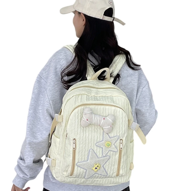 Daypack พร้อมกระเป๋านักเรียนตกแต่ง Bone Star น่ารักสำหรับ Rucksack เด็กผู้หญิง