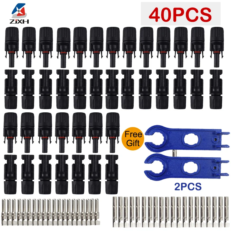 200/100/40/20/10/5 Stück DC Solar-Steckverbinder 1000V30A Panel-Stecker IP67 Wasserdichte Steckverbinder-Set für PV/MC-Kabel 2,5/4/6mm2