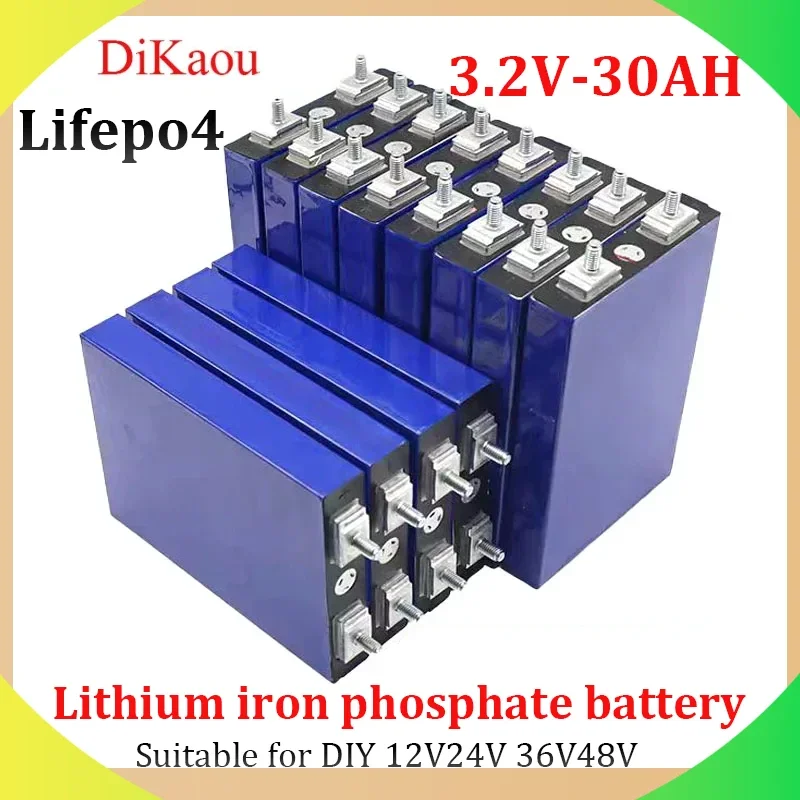 LiFePO4 Battery 3.2V 30Ah Lithium Iron Phosphate Suitable for DIY12V24V36V48V Motorcycle Electric Vehicle Solar UPS Power Supply