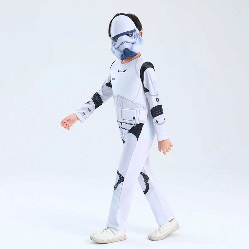 Kids Costumes Imperial Stormtrooper Cosplay Anime Clothes Army Jumpsuit Halloween Space Suit Arcane Mask Carnival Outfit Boy