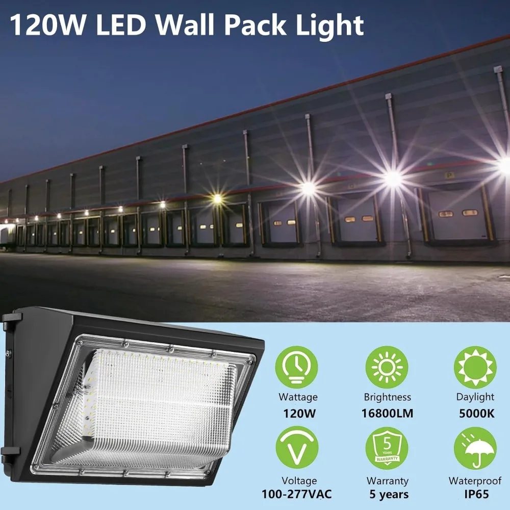 Outdoor LED Wall Light, Iluminação de Segurança, Adequado para Parques de Estacionamento, Armazém, Entrada, 4 Pcs