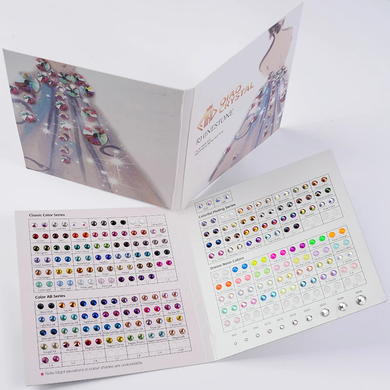 QIAO Brand Rhinestone Color Card For Compare Colors Various Colors For Hot fix /Non Hotfix Rhinestones