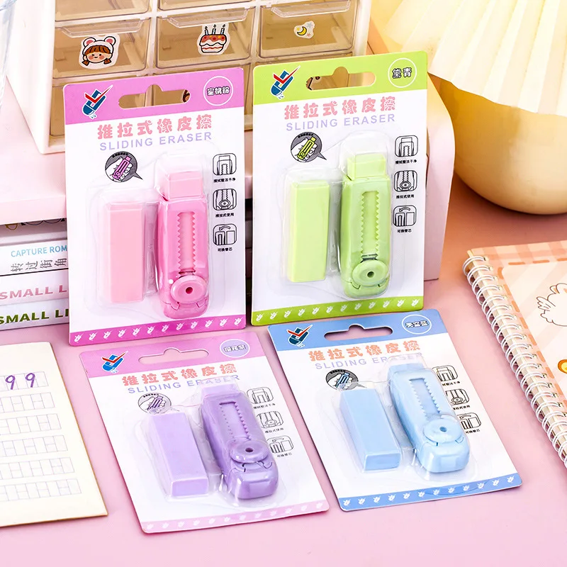 12 set/lot Creative Macarons Push-pull Eraser Cute Writing Drawing Rubber Pencil Erasers Stationery Gifts School Suppies